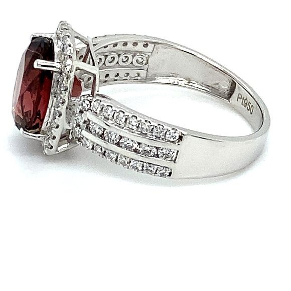 Orange Tourmaline 3.50ct Diamonds Platinum Ring - Picture 5 of 9